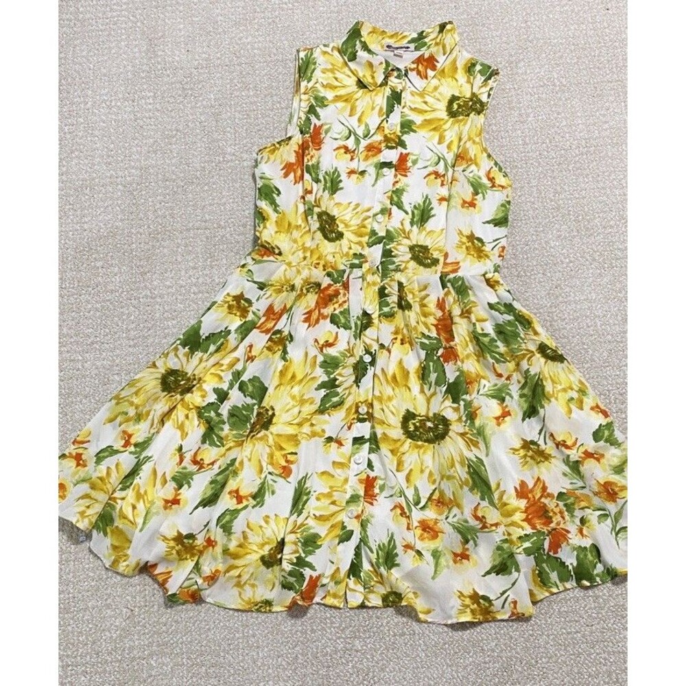 Womens Vintage db Fit & Flare Collared Floral Lined Dress Size 12 - Picture 3 of 16